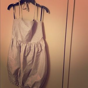 Alice and Olivia white polka dot halter dress